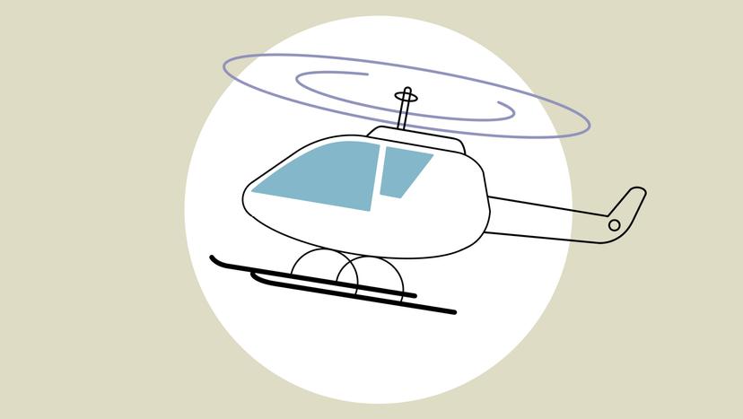 Die Illustration zeigt einen Rettungshubschrauber.