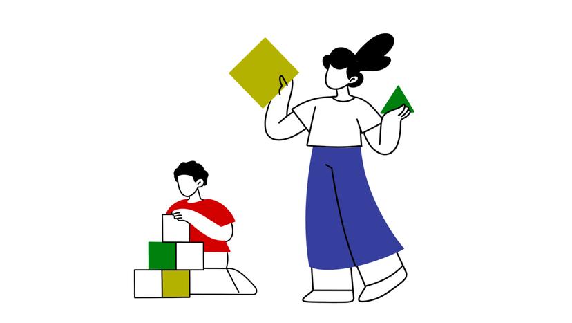 Die Illustration zeigt eine Erzieherin in einer Kita.
