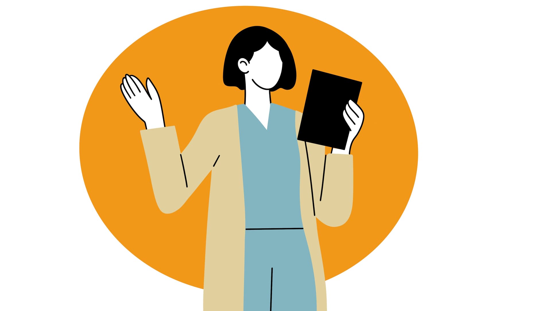Die Wohnbereichsleitung ist eine Führungsposition in Pflegeeinrichtungen, die für die Organisation und Koordination eines Wohnbereichs zuständig ist. Die Illustration zeigt eine Pflegebereichsleiterin mit einem Kalender.